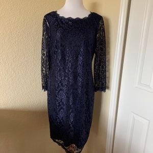 Lace Navy Midi Dress